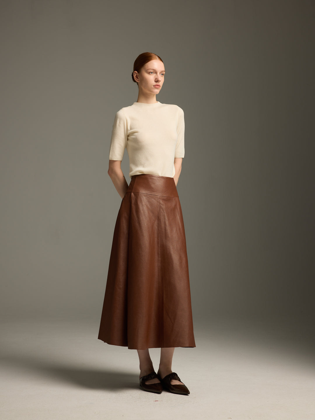 Chestnut Brown Lambskin Wrap Jacket