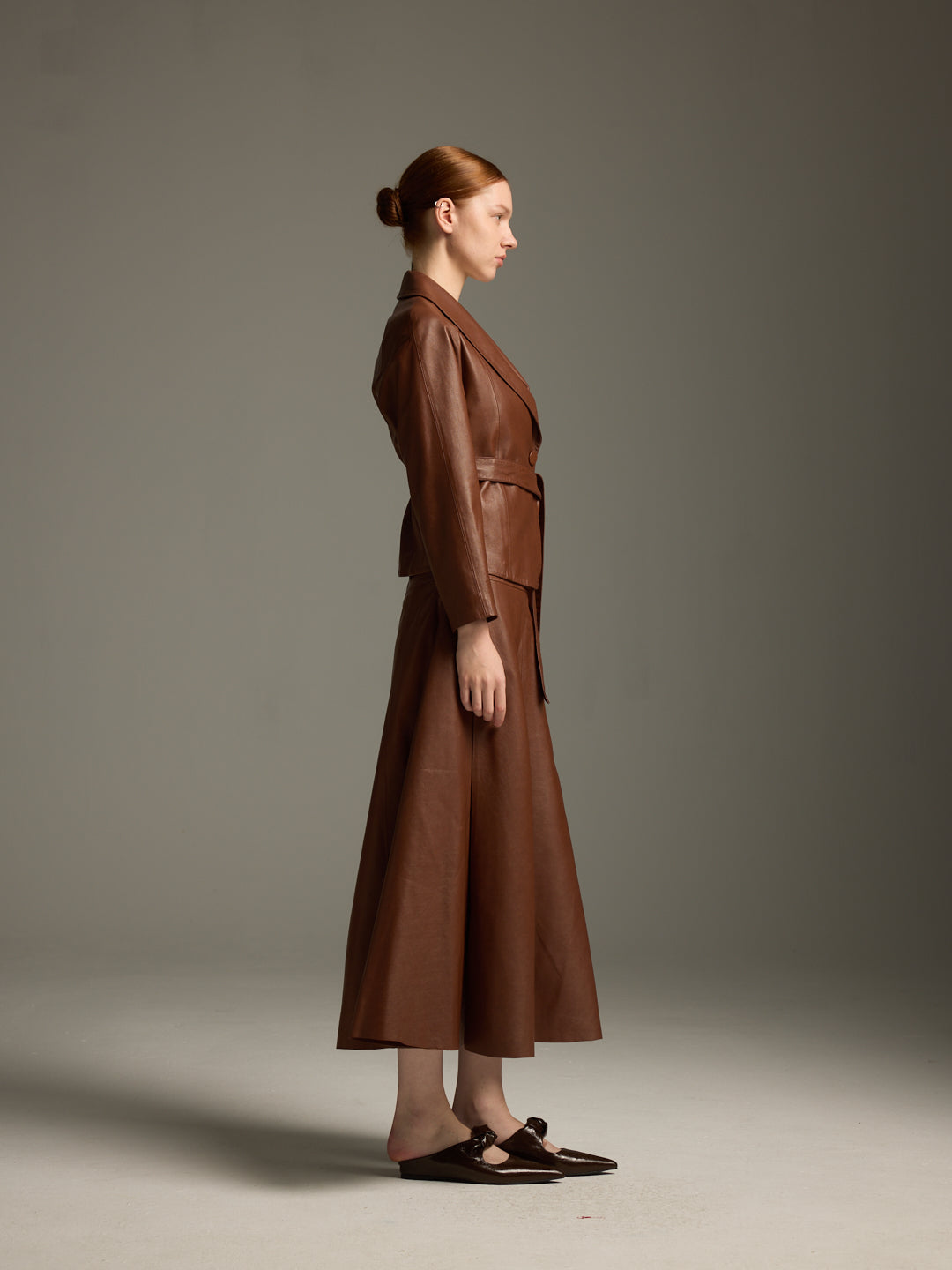 Chestnut Brown Lambskin Wrap Jacket