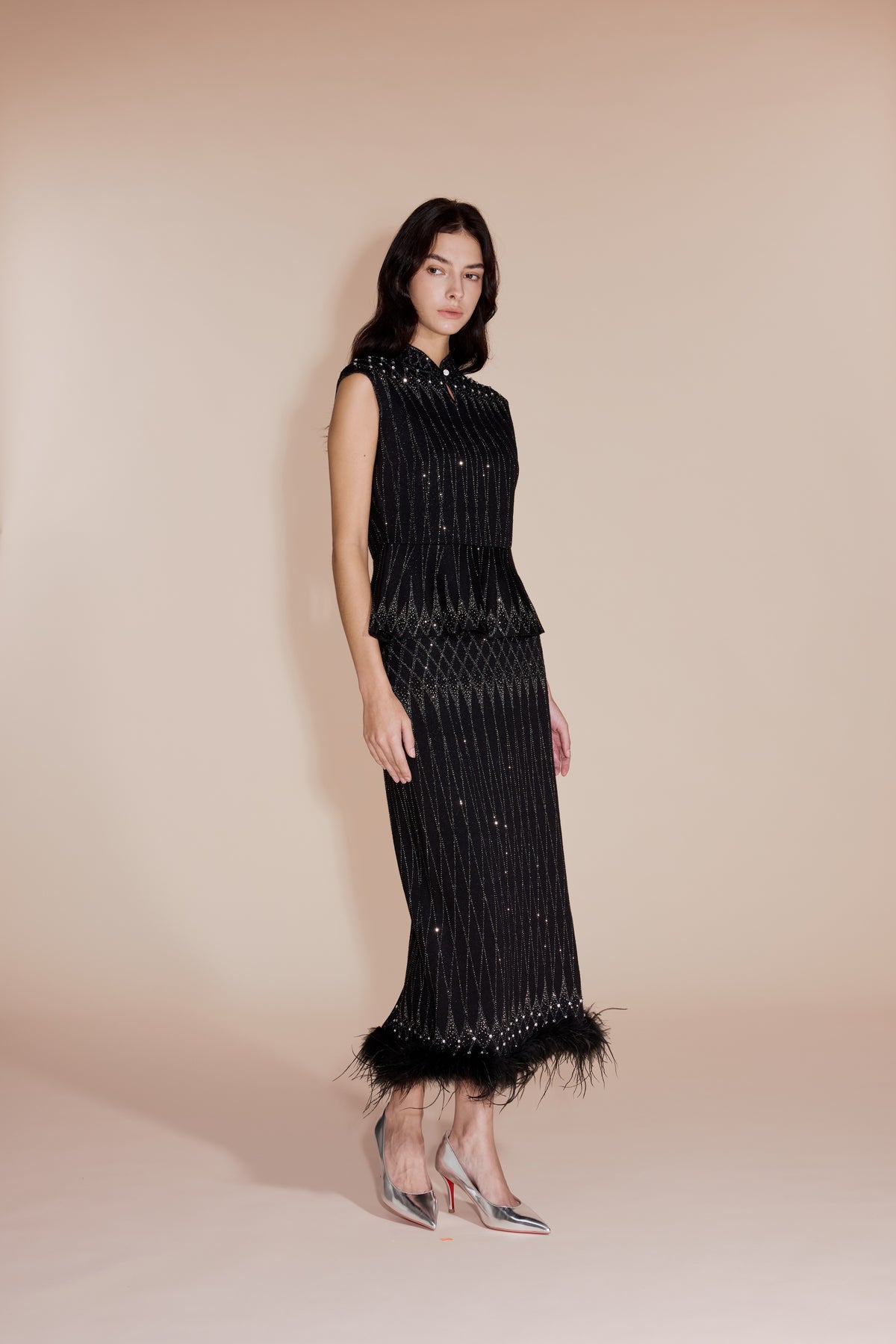 Stellar Feather Knit set in Black