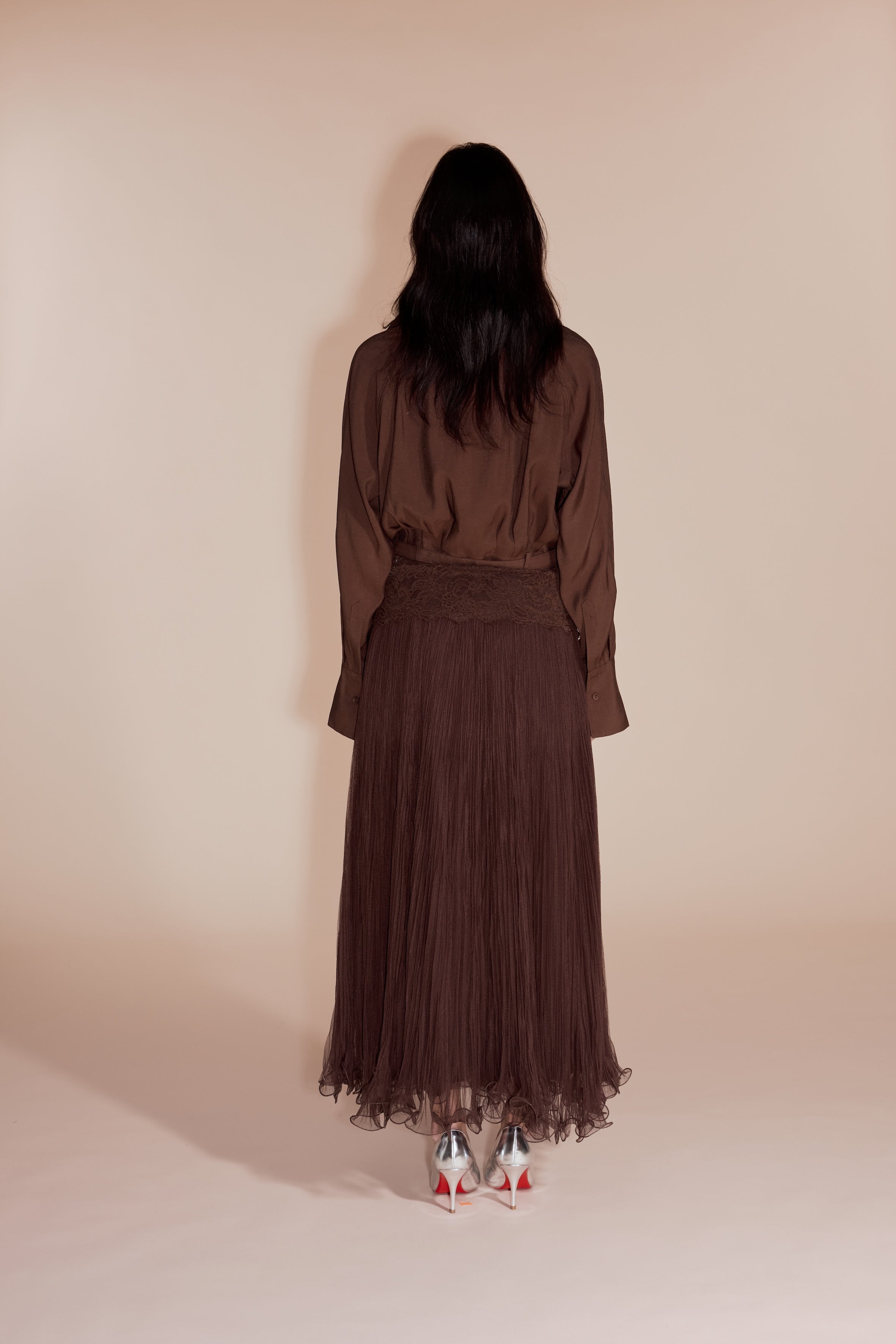 Brown loop maxi skirt