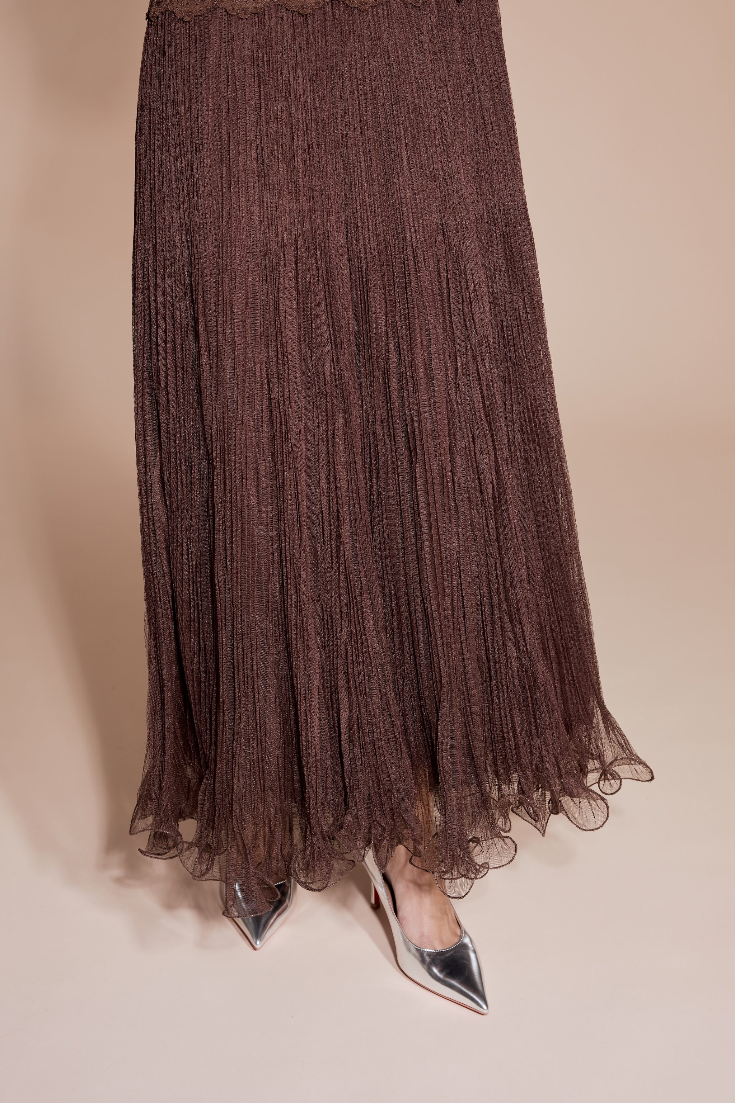 Brown loop maxi skirt