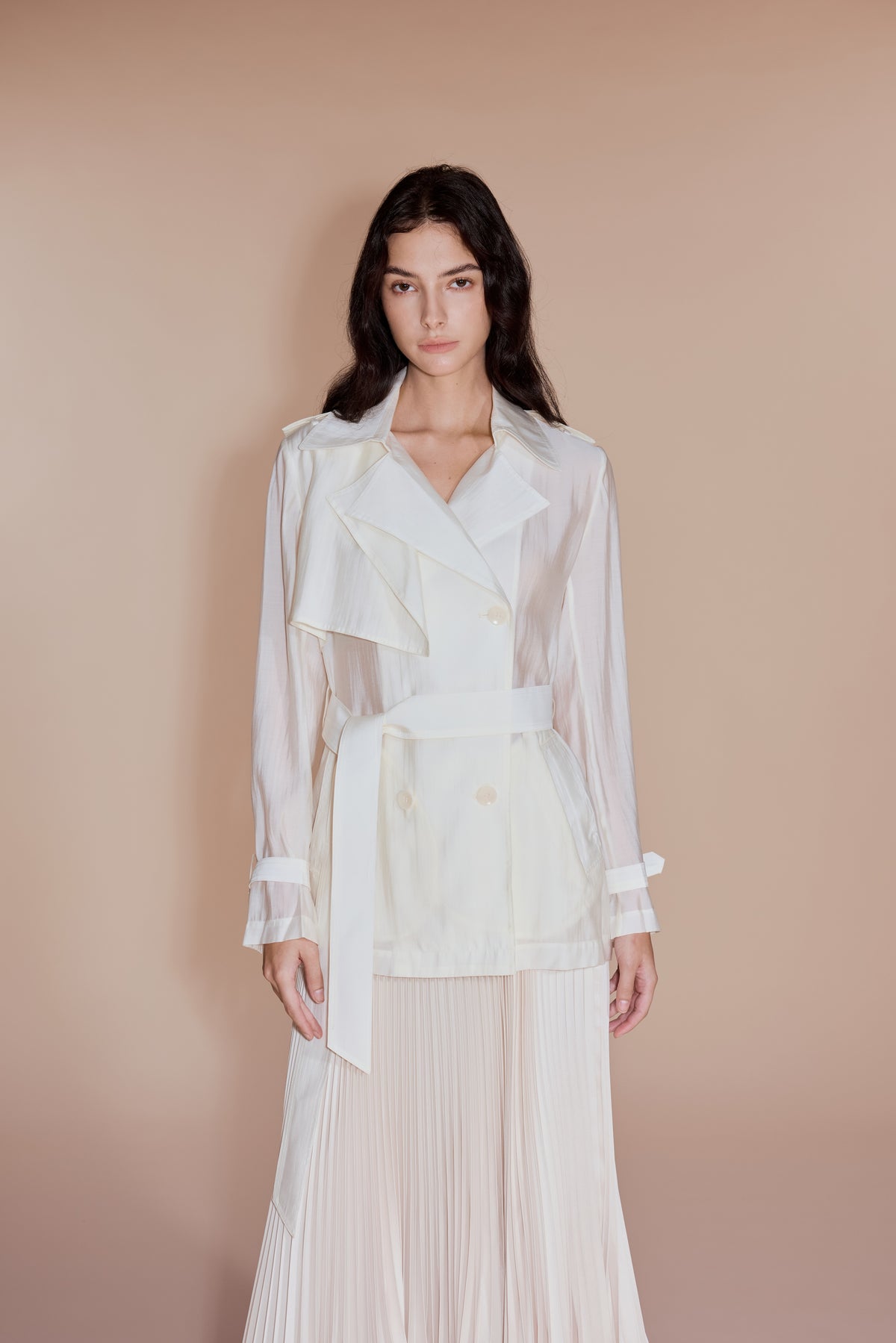 White Silky Trench