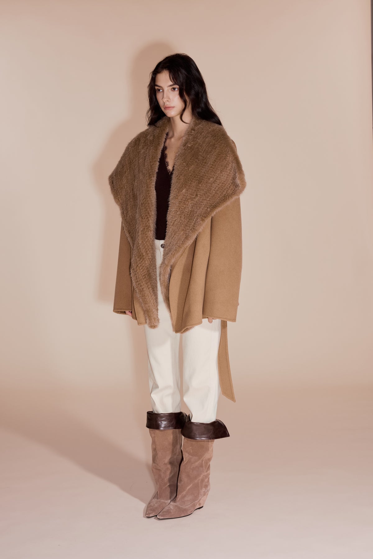 Mink Fur Collar Coat