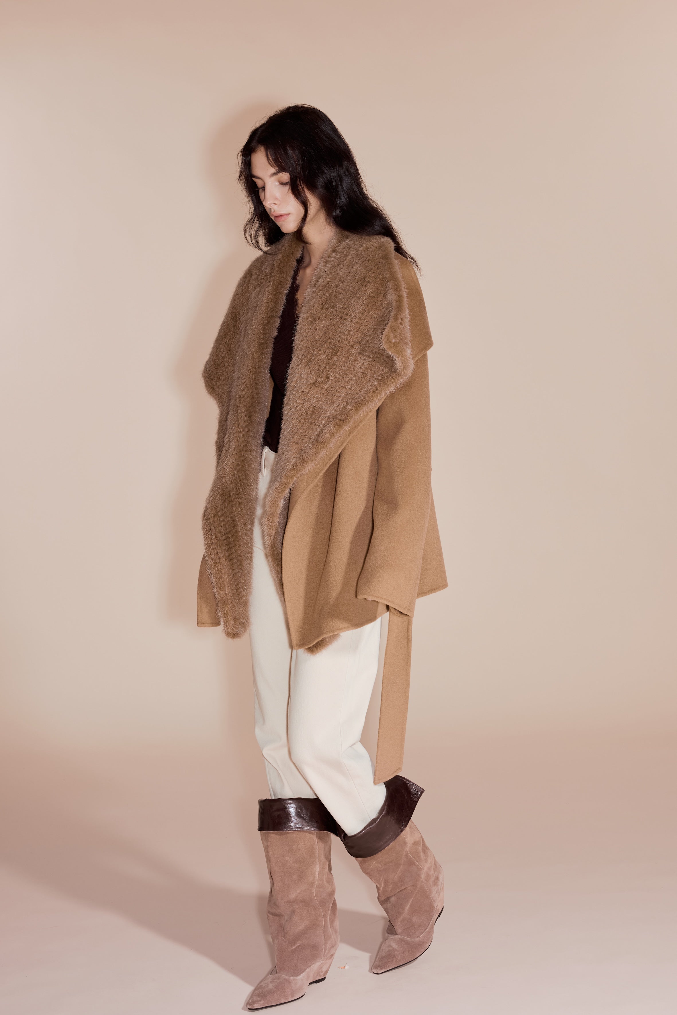 Mink Fur Collar Coat