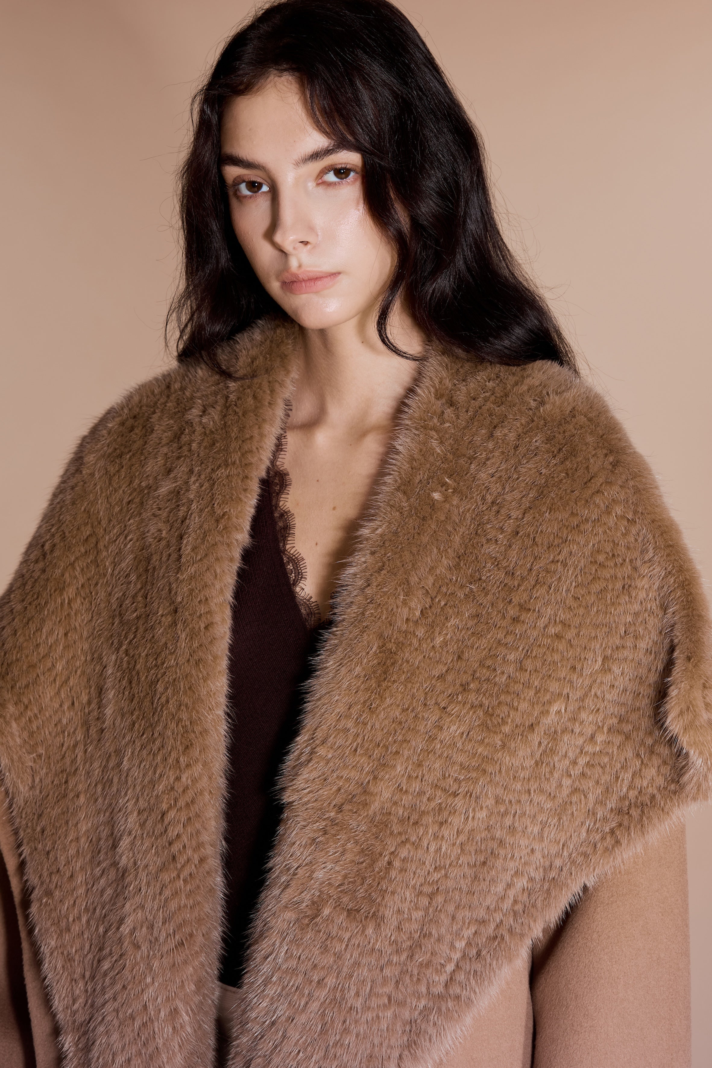 Mink Fur Collar Coat