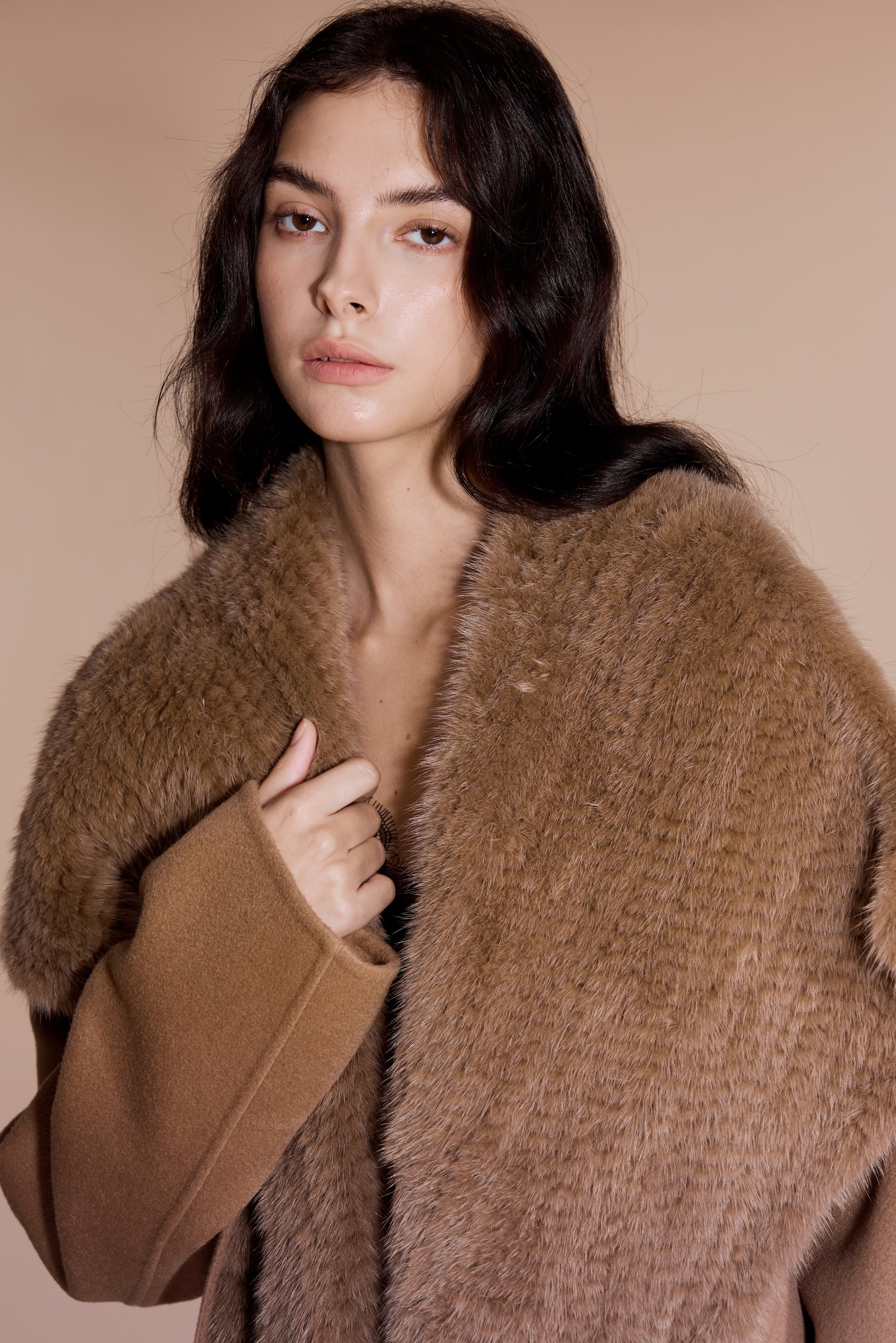 Mink Fur Collar Coat