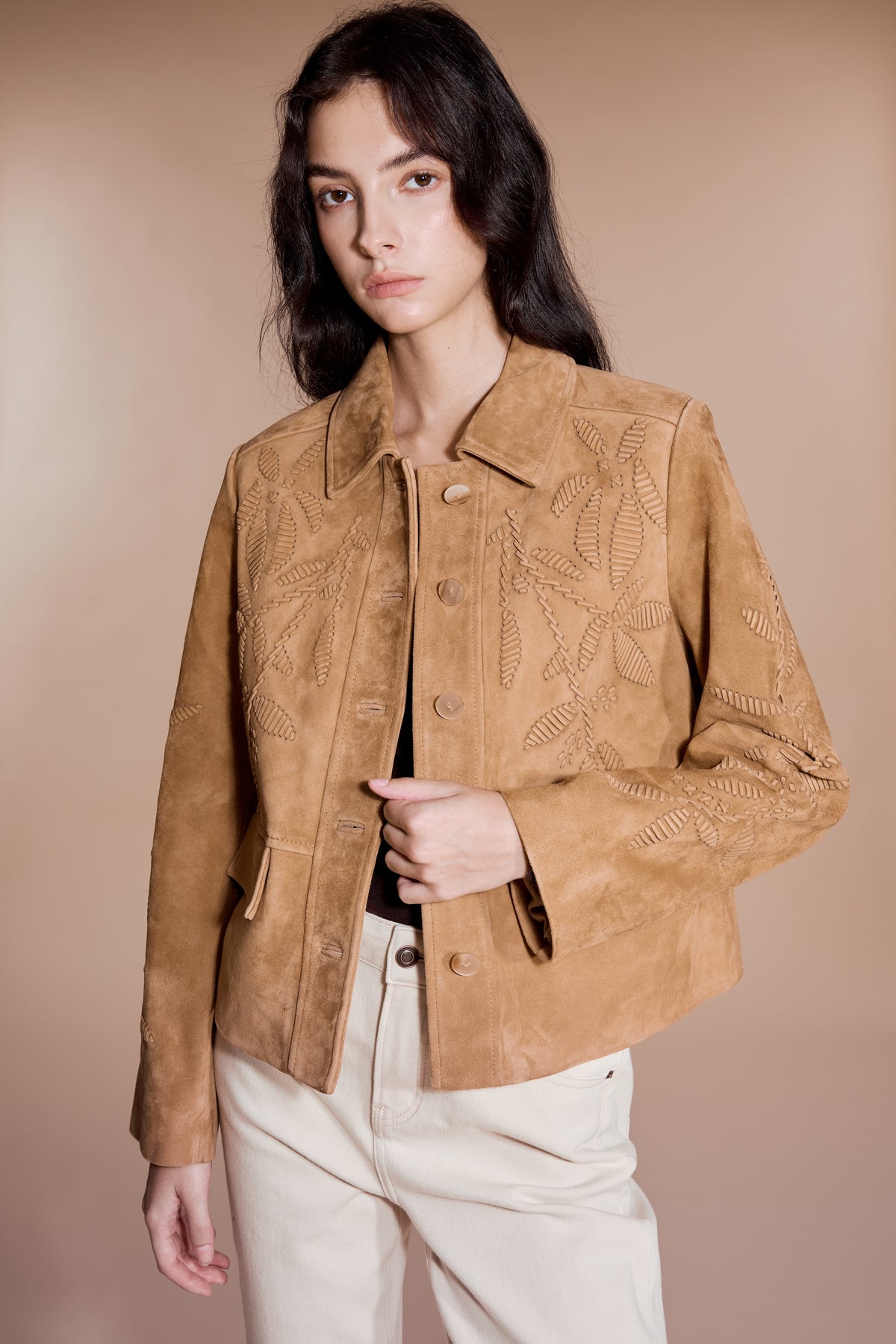 Embroidered Suede Jacket