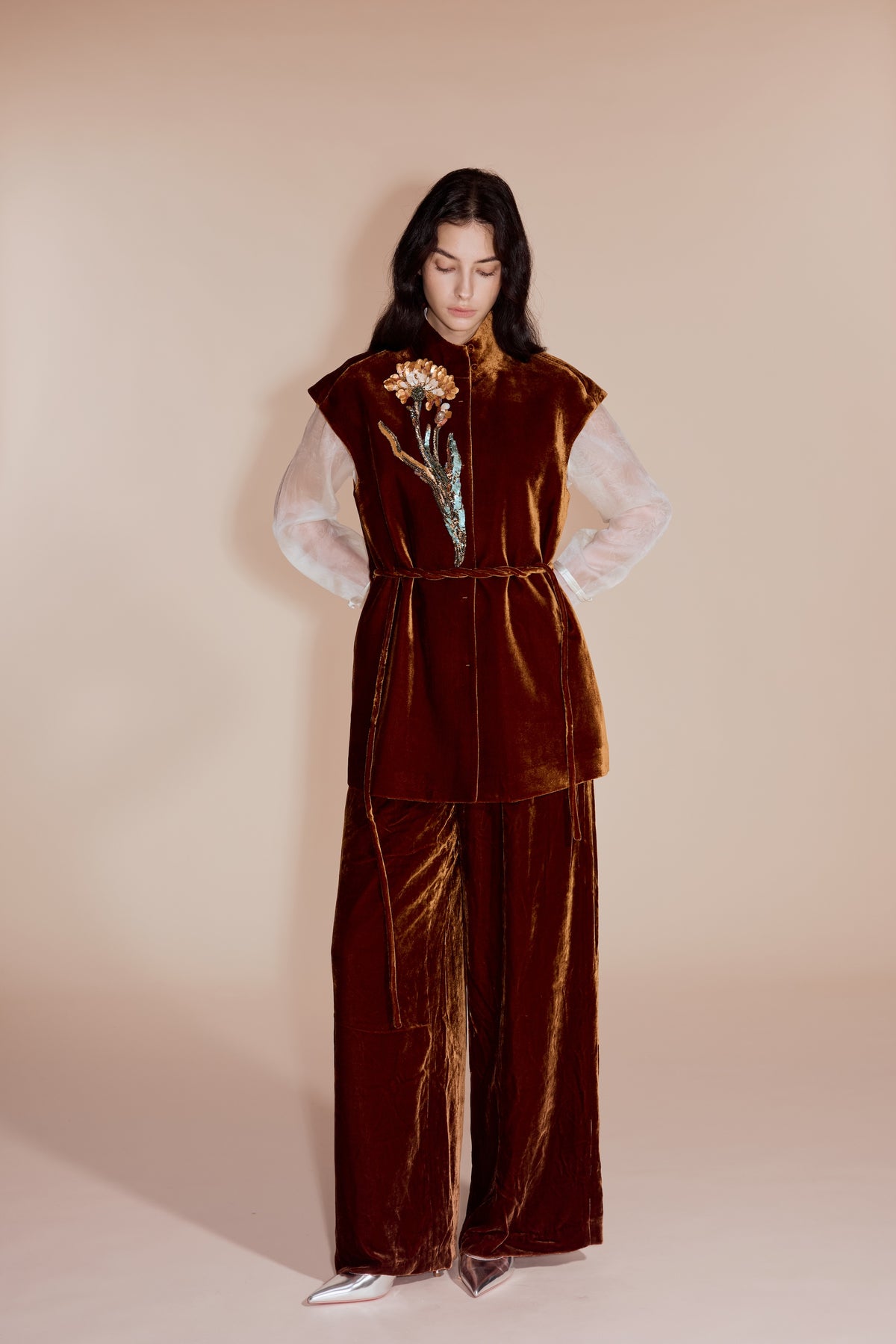 Burnt orange Velvet Trousers