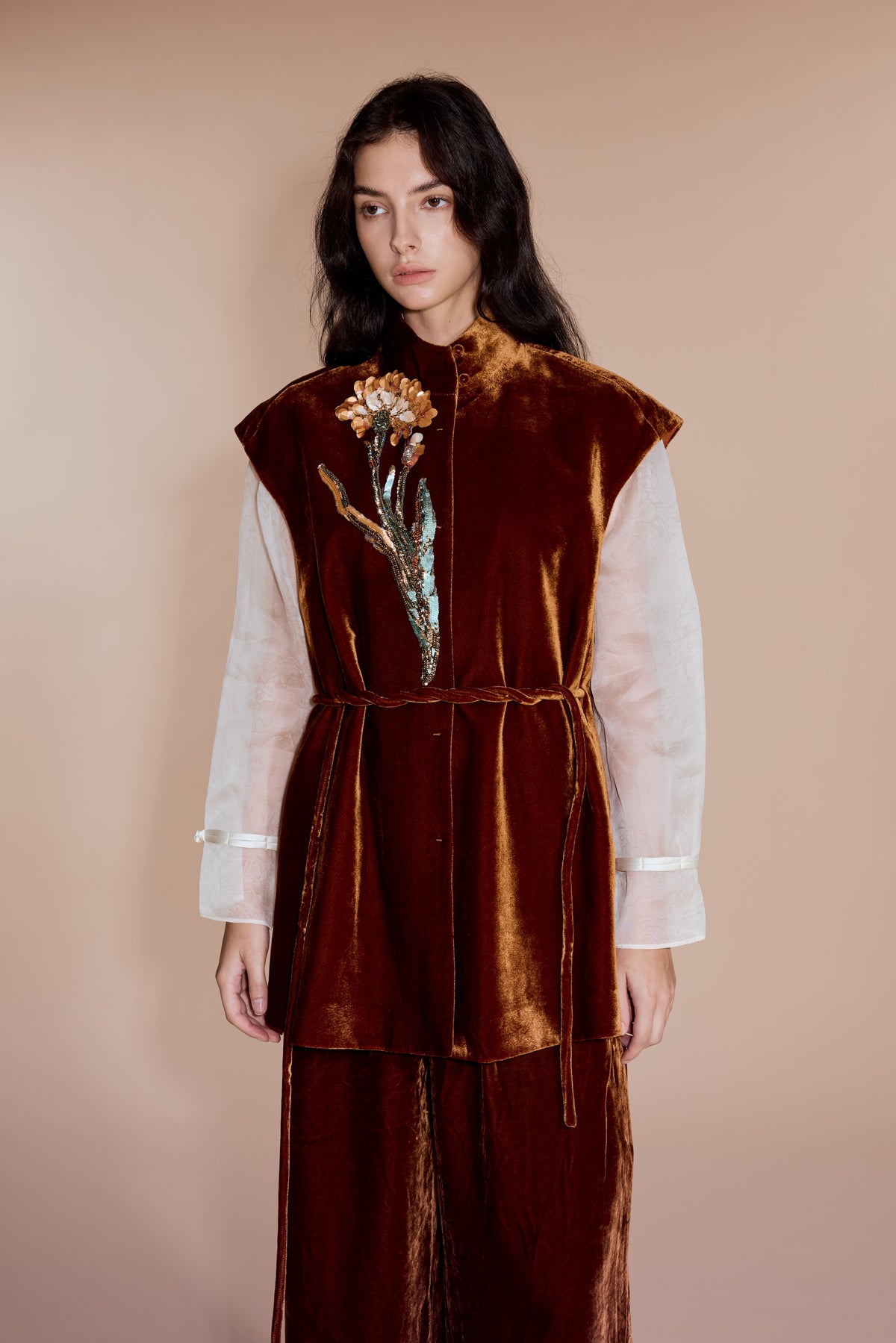 Burnt orange Velvet Vest