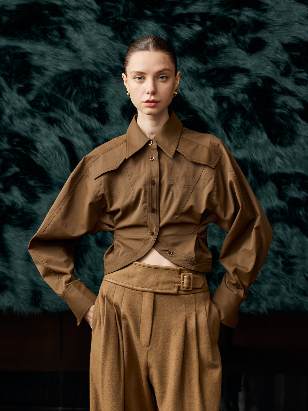 The Riviera Linen-Blend Arc Shirt Brown & Beige