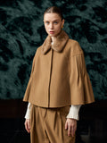 Mink fur cashmere cape khaki