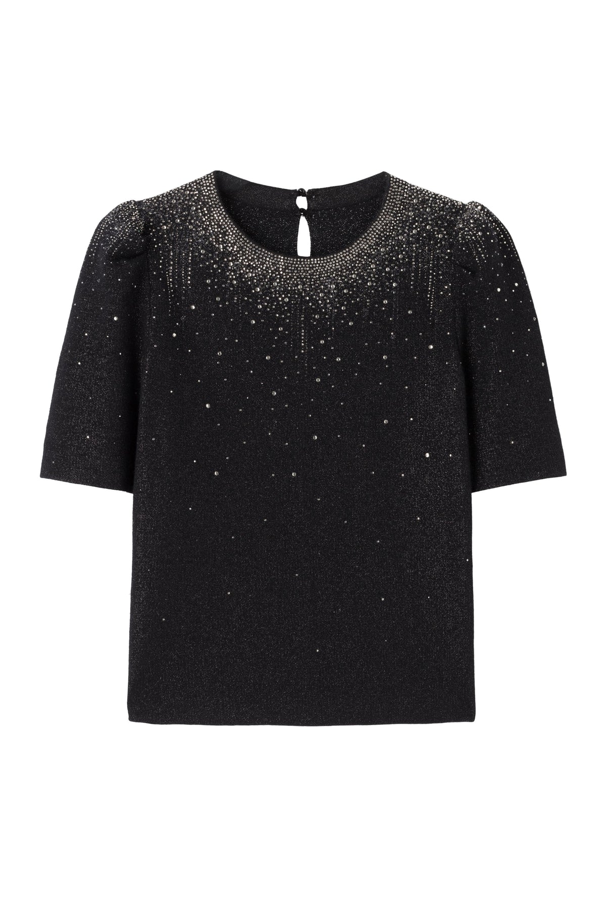 Starry black short sleeve sweater