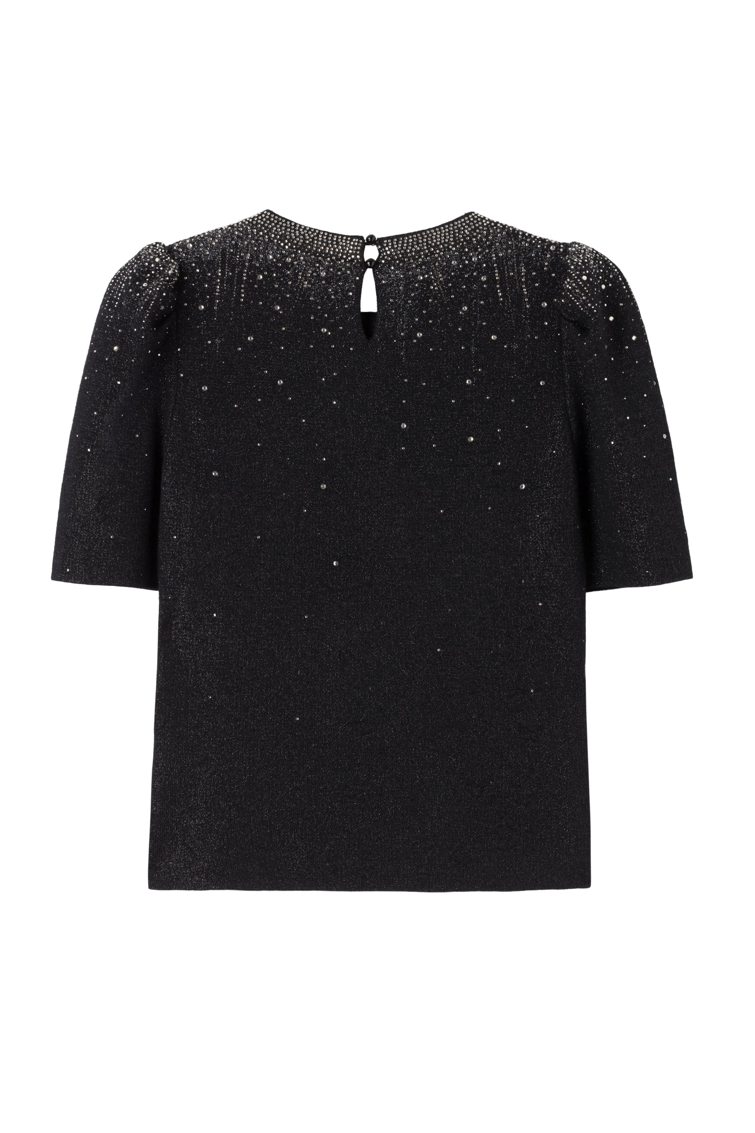 Starry black short sleeve sweater