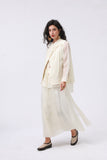 Beige Silk-Wool Embroidered Vest with Bow Tie
