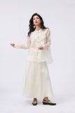 Beige Sheer Silk Embroidered Oriental Blouse