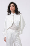 White Silk Blend Set with Oriental Button