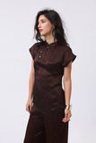 Chocolate Brown Oriental Set with Natural Tiger Eye Detailing