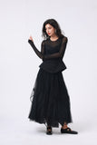 Black Sheer Mesh Panel Corset Top