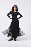 Black Embroidered Layered Tulle Skirt