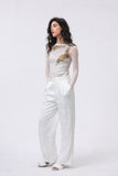 “Celestial Crane” Embroidered Sheer Mesh Bodysuit