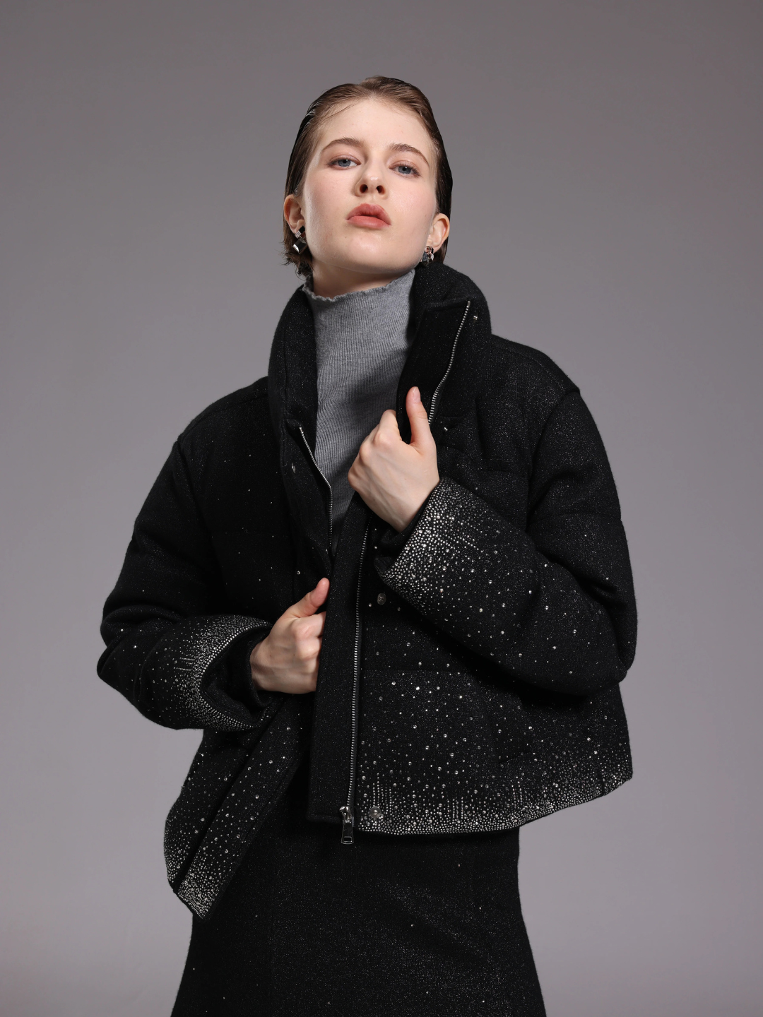 Starry  black down jacket