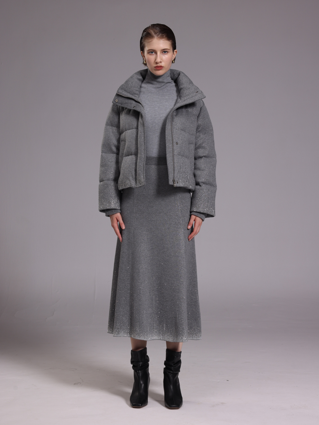 Starry grey down jacket