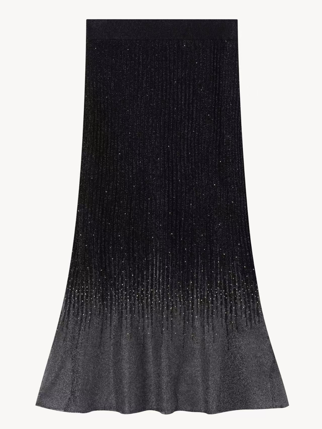 Sheer Black Crystal Knit Skirt